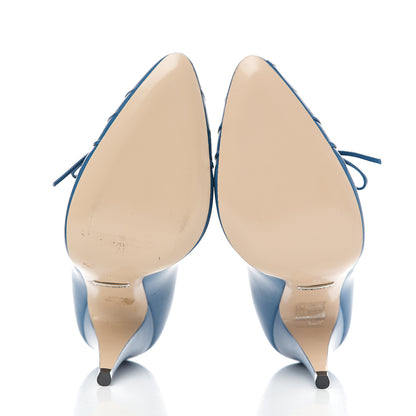 Gucci Nappa Bow High Heel Pumps 36 Riviera Blue 5 of 9