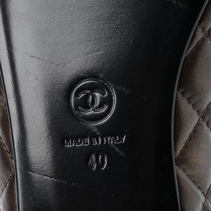Chanel Metallic Aged Calfskin Quilted Cap Toe Ballerina Flats 40 Dark Brown 6 of 9