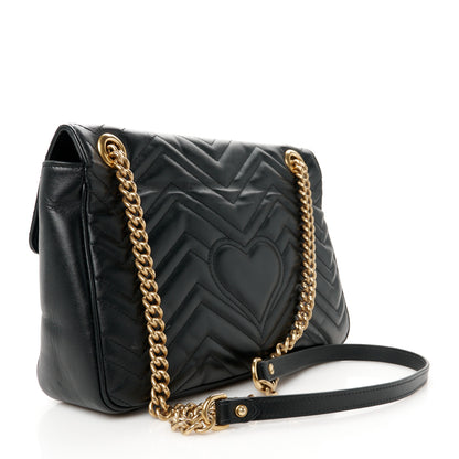 Gucci Calfskin Matelasse Medium GG Marmont Shoulder Bag Black 3 of 12