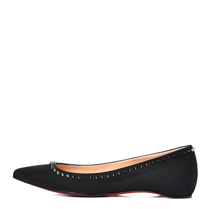 Christian Louboutin Glitter Tennis Anjalina Flats 37 Black Gun Metal 1 of 10