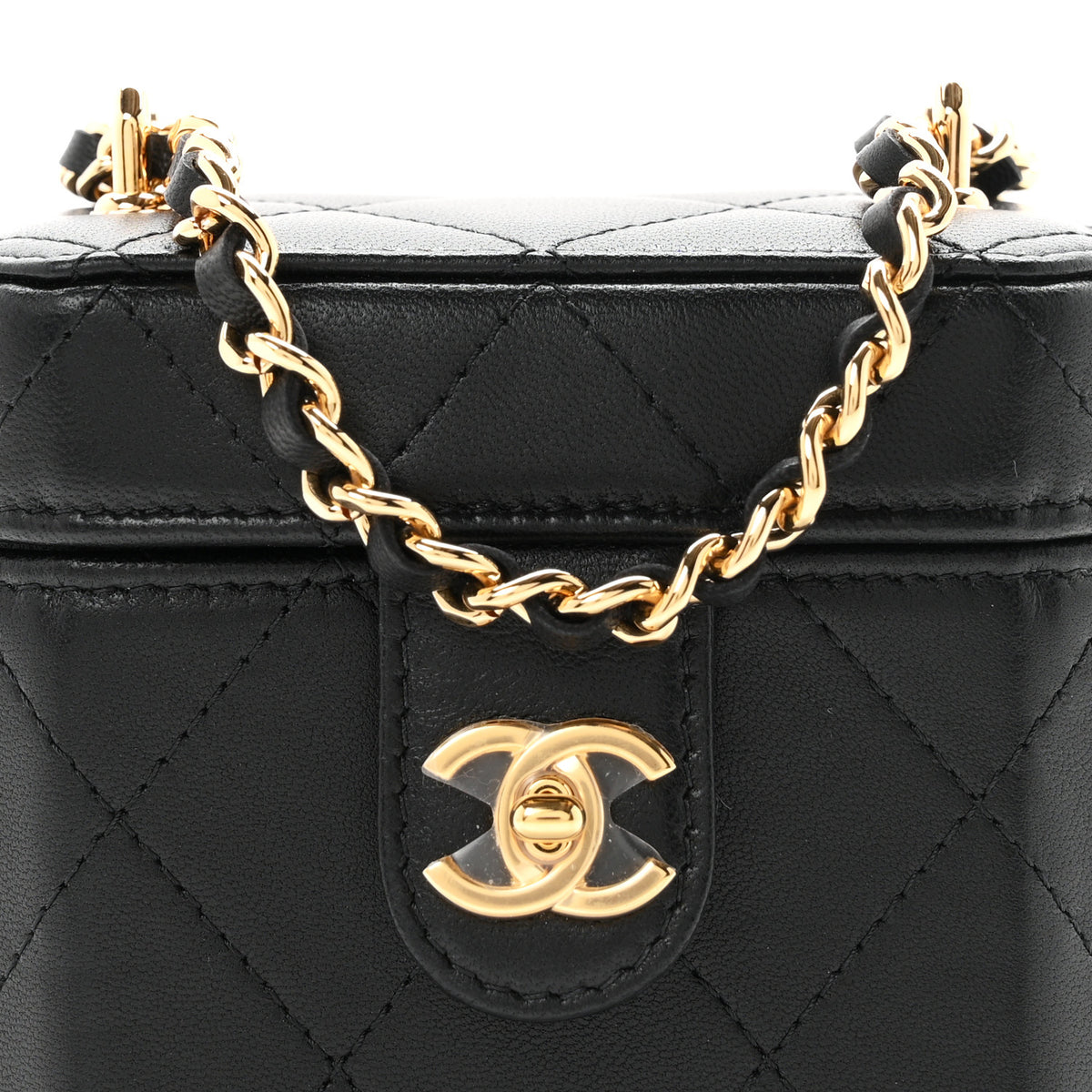 Chanel Lambskin Quilted Vanity Clutch With Chain Black 8 of 11