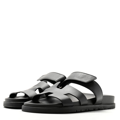 Hermes Calfskin Womens Chypre Sandals 36 Black 3 of 9