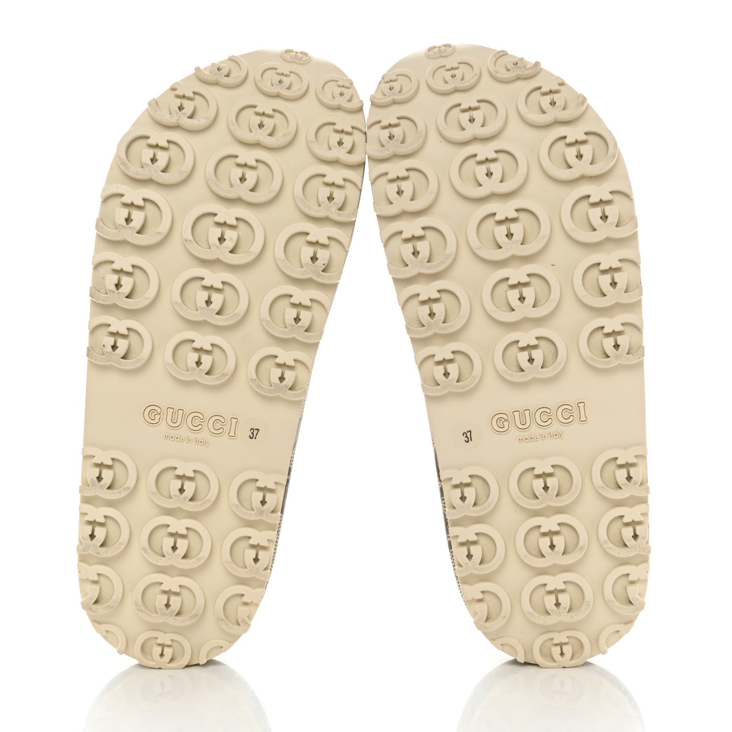 Gucci Cubic Rubber GG Monogram Womens Interlocking G Platform 42mm Slide Sandals 37 Beige Ebony 5 of 8