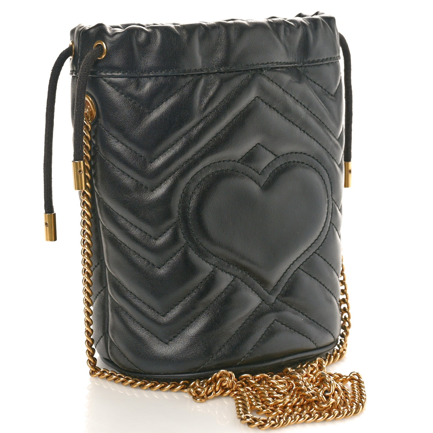 Calfskin Matelasse Mini GG Marmont 2.0 Bucket Bag Black