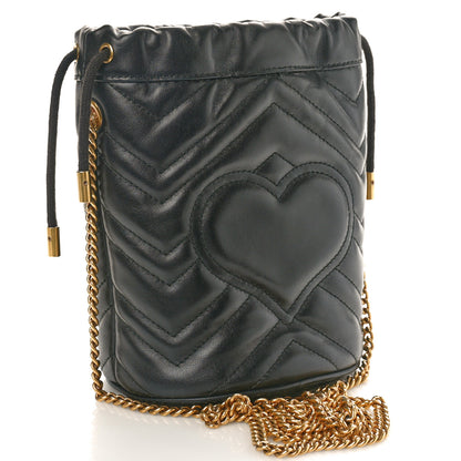 Gucci Calfskin Matelasse Mini GG Marmont 2.0 Bucket Bag Black 3 of 11
