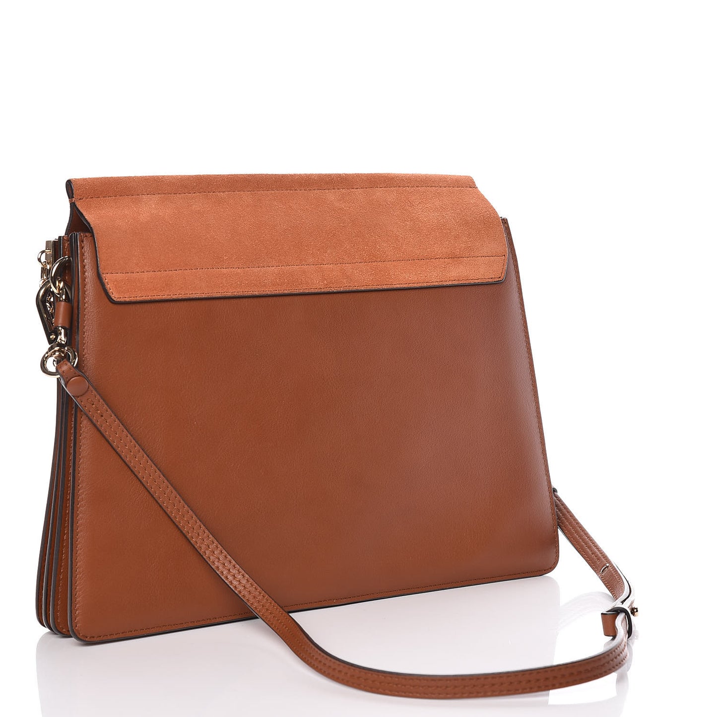 Suede Calfskin Medium Faye Shoulder Bag Tobacco