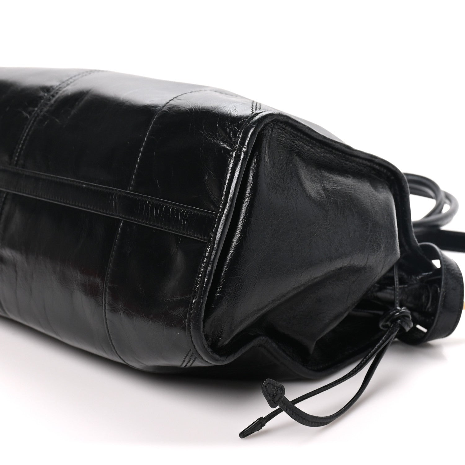 Prada Glossy Calfskin Triangle Large Bonnie Shoulder Bag Black 9 of 9