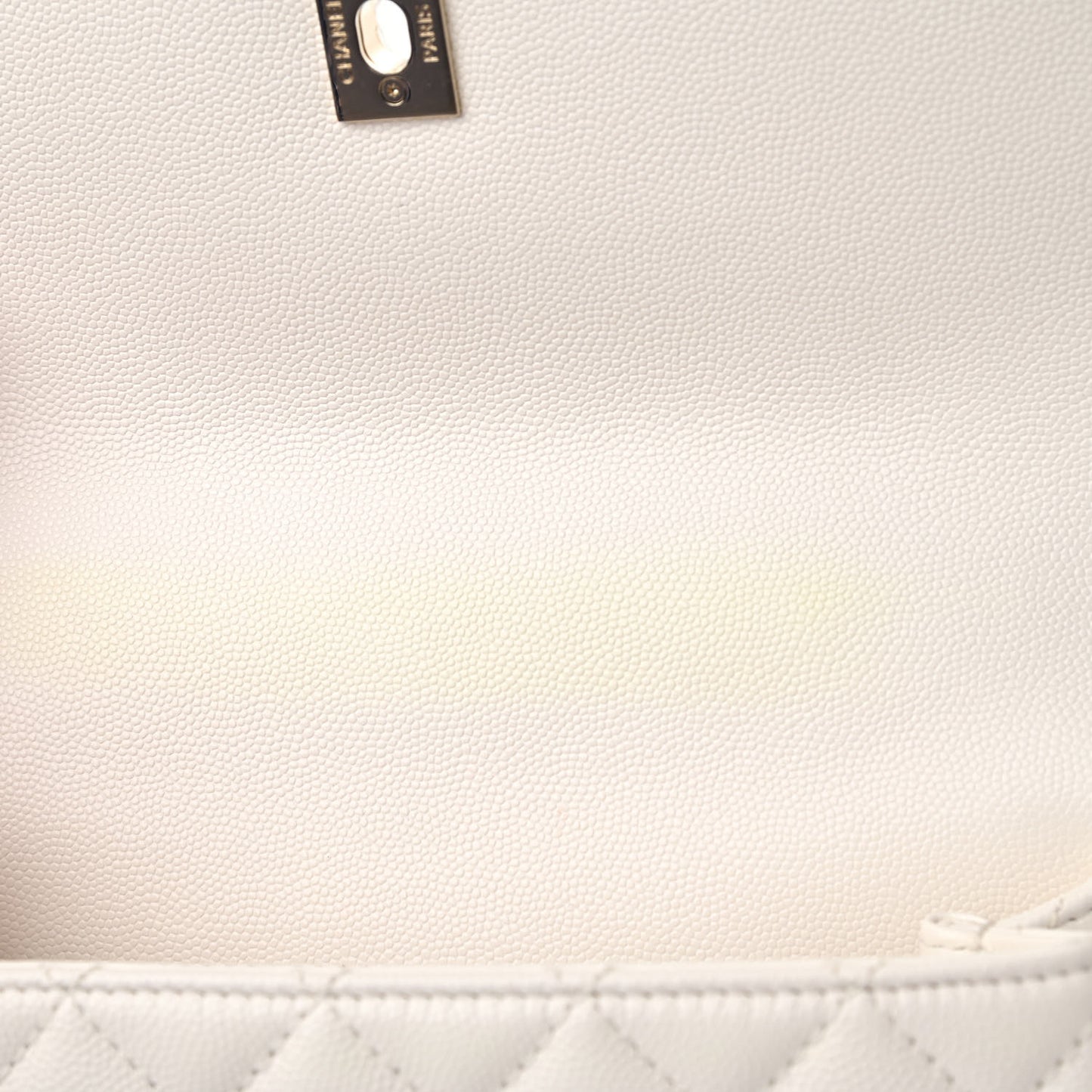 Caviar Quilted Mini Coco Handle Flap White