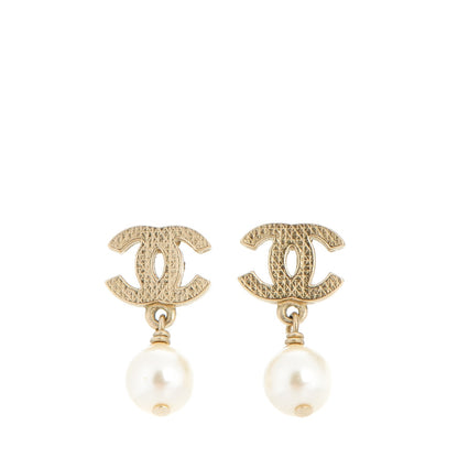 Chanel Pearl CC Drop Earrings Gold 1 of 5