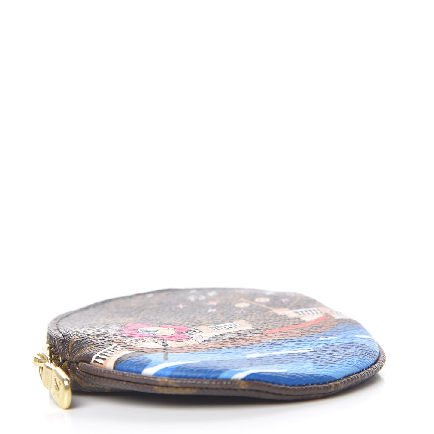 Monogram 2019 Christmas Animation Round Coin Purse Blue