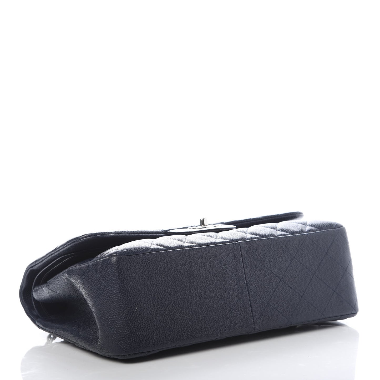 Caviar Quilted Jumbo Double Flap Navy Blue