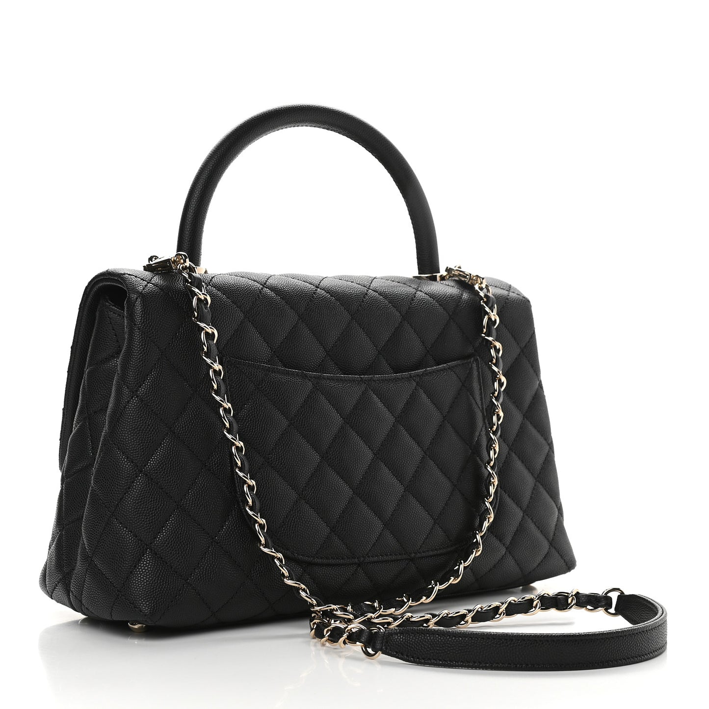 Caviar Quilted Small Coco Handle Flap Black
