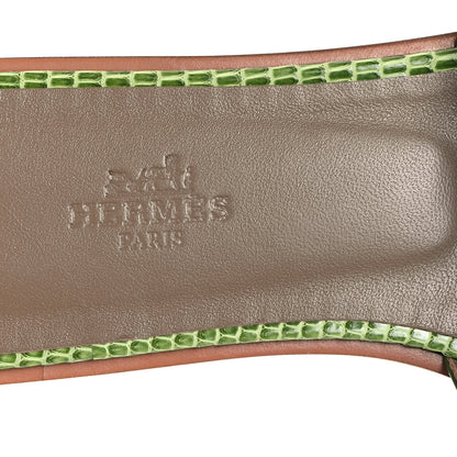 Hermes Lizard Oran Sandals 37 Pelouse 8 of 10