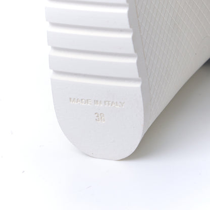 Chanel Patent Calfskin Runway Wedge Short Platform Boots 38 Grey White 7 of 7