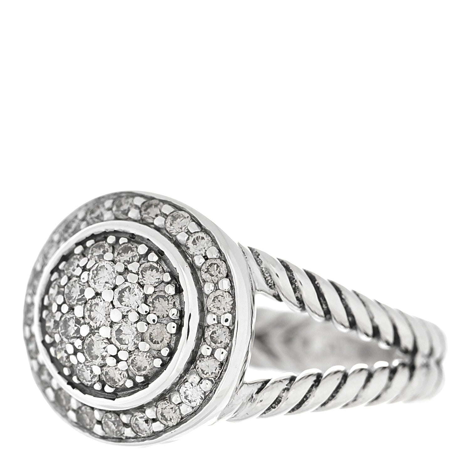 David Yurman Sterling Silver Diamond 8mm Petite Cerise Pave Ring 53 6.25 3 of 5