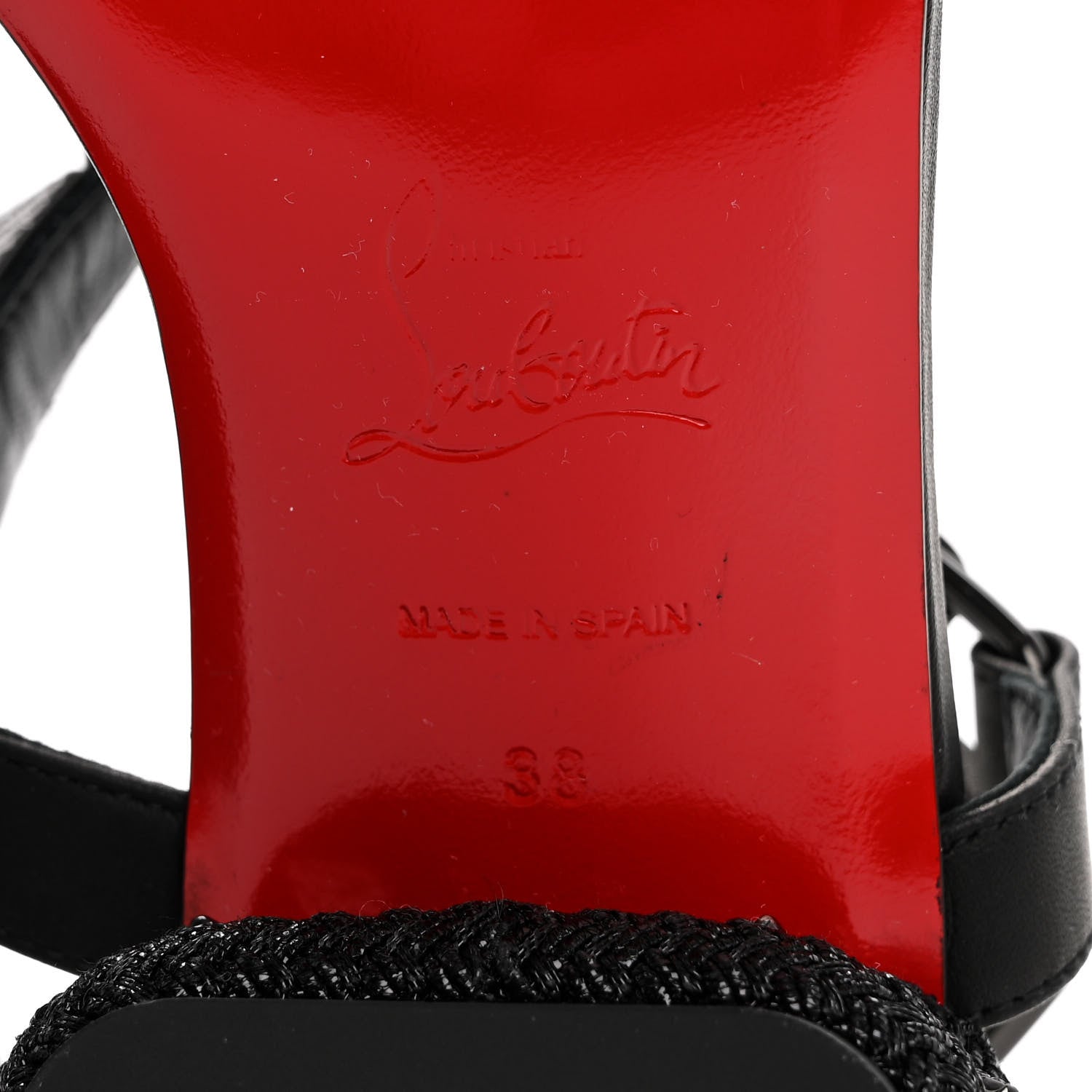 Christian Louboutin Waxed Calfskin Pyrasand 30mm Strappy Sandals 38 Black 8 of 9