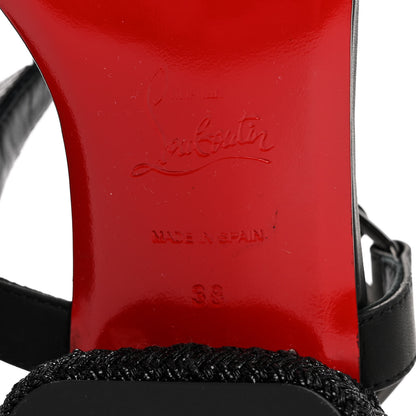 Christian Louboutin Waxed Calfskin Pyrasand 30mm Strappy Sandals 38 Black 8 of 9