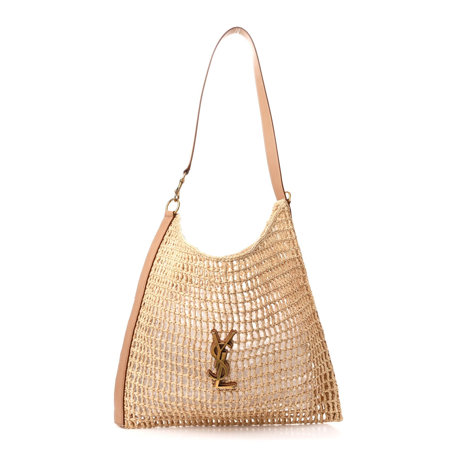 Saint Laurent Raffia Calfskin Oxalis Shoulder Bag Naturale 1 of 10
