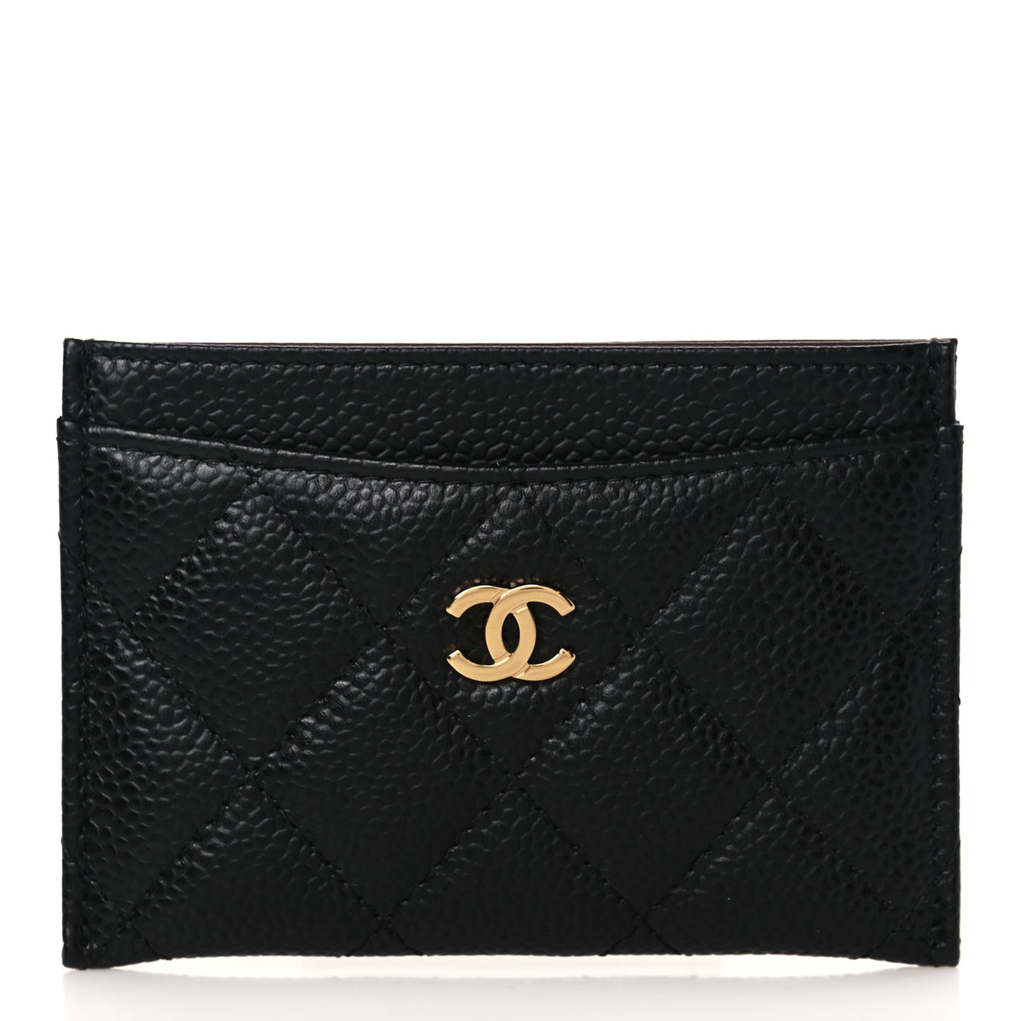Caviar Quilted Card Holder Black