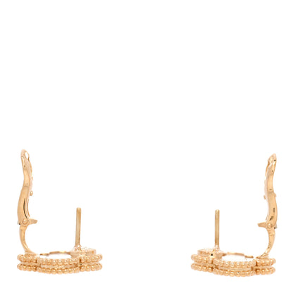 Van Cleef & Arpels 18K Yellow Gold Mother of Pearl Vintage Alhambra Earrings 3 of 4