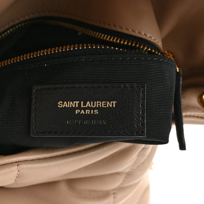 Saint Laurent Lambskin Quilted Small Loulou Puffer Monogram Chain Satchel Dark Beige 6 of 11