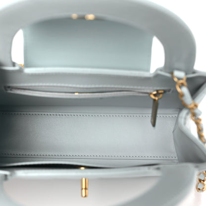 Chanel Shiny Aged Calfskin Quilted Nano Kelly Shopper Light Blue 5 of 10