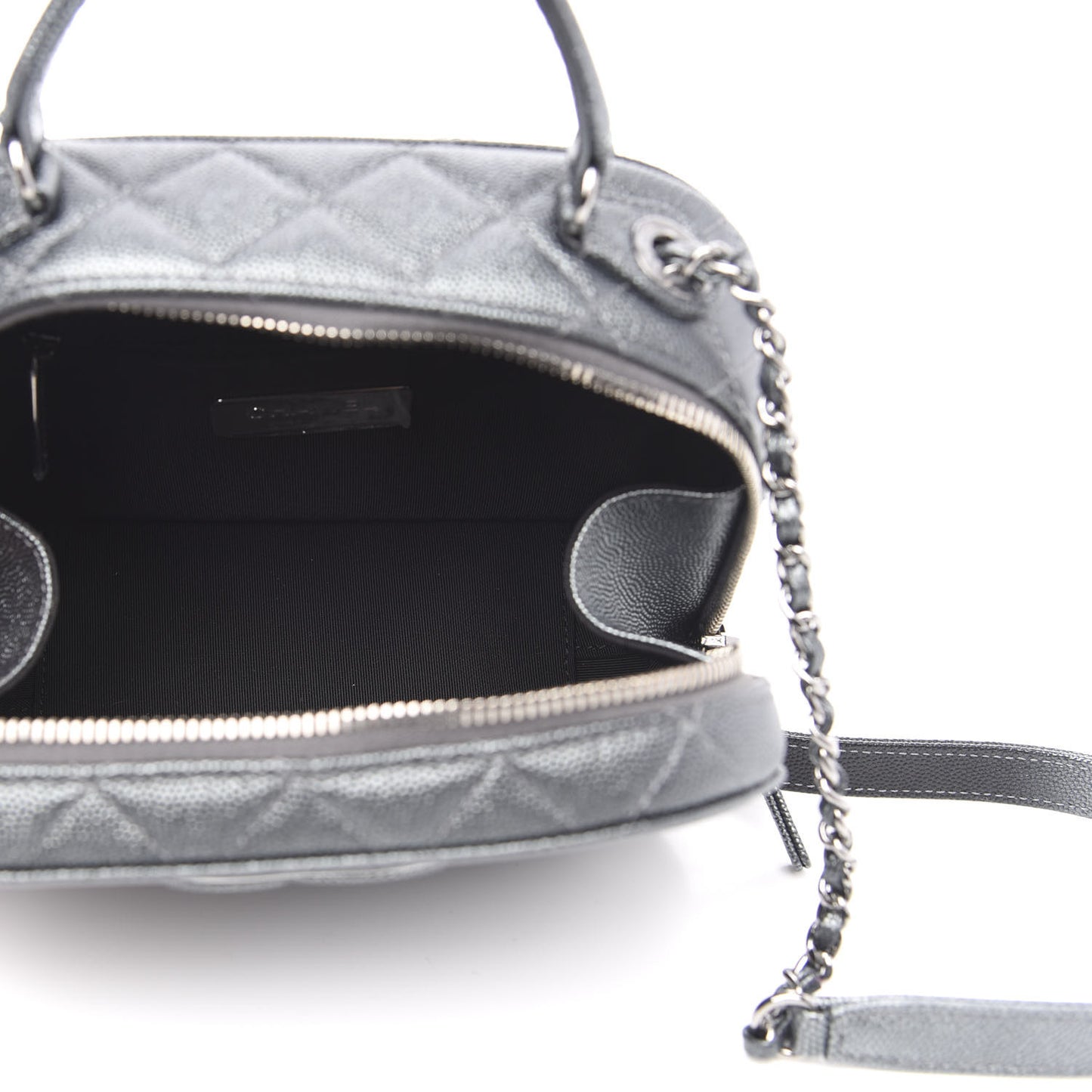 Metallic Caviar Small Coco Curve Vanity Bag Black Ruthenium