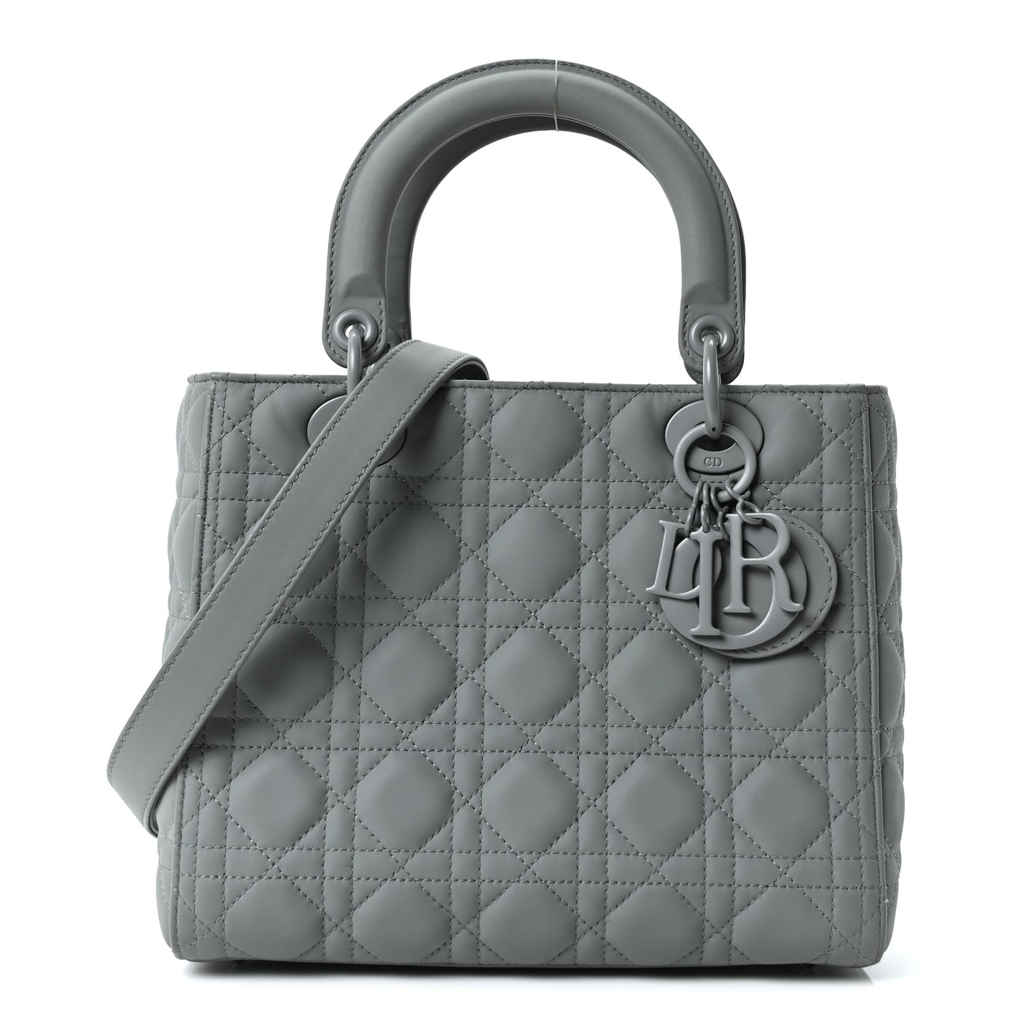 Ultra Matte Calfskin Cannage Medium Lady Dior Grey Stone
