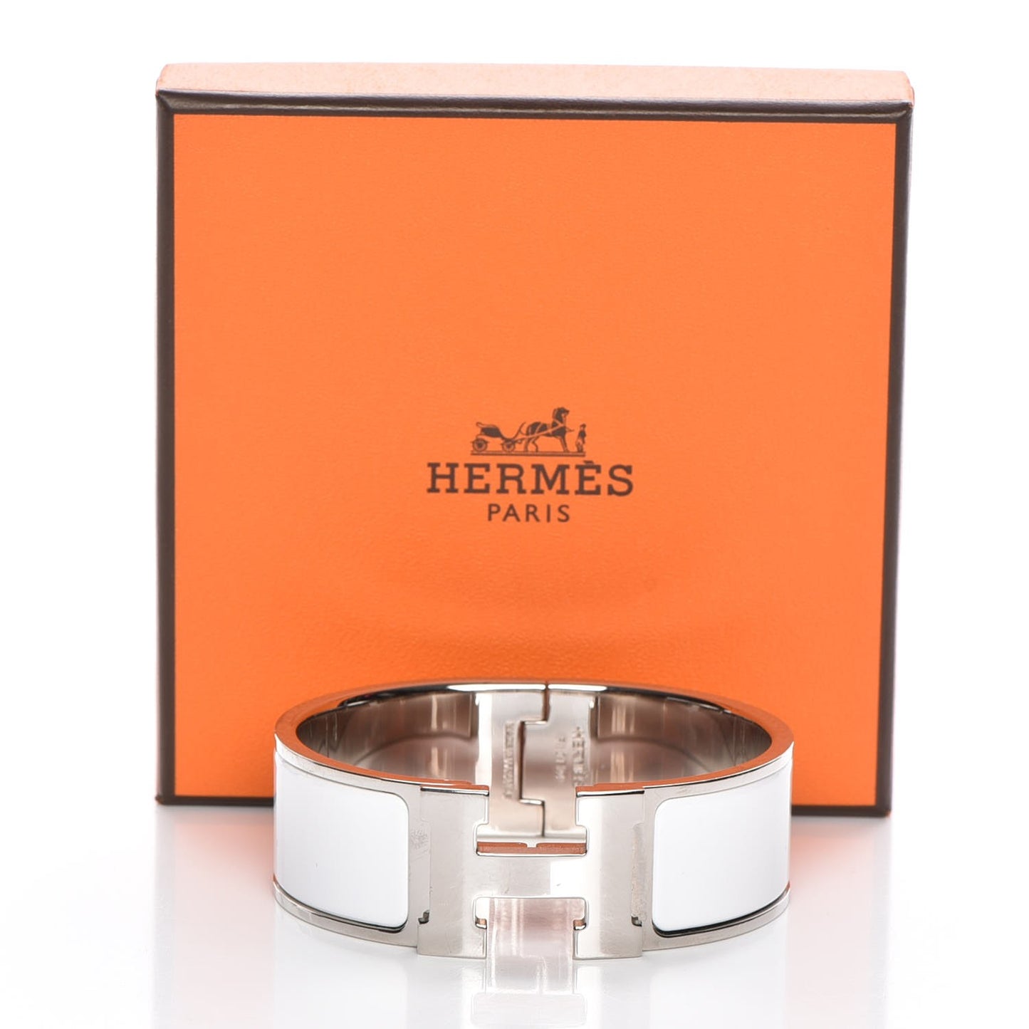 Enamel Wide Clic Clac H Bracelet PM White