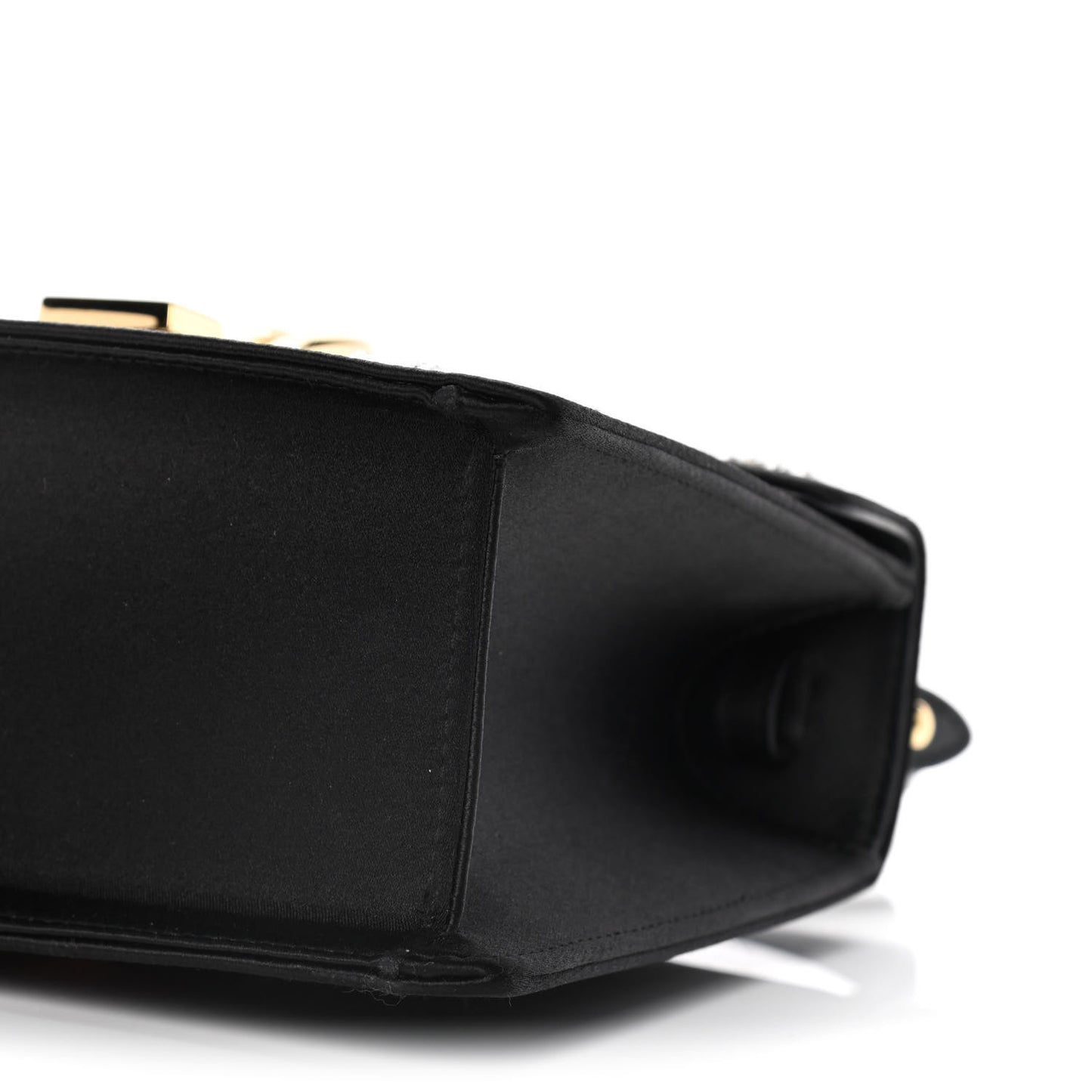 Satin Crystal Mini Sylvie Top Handle Bag Black