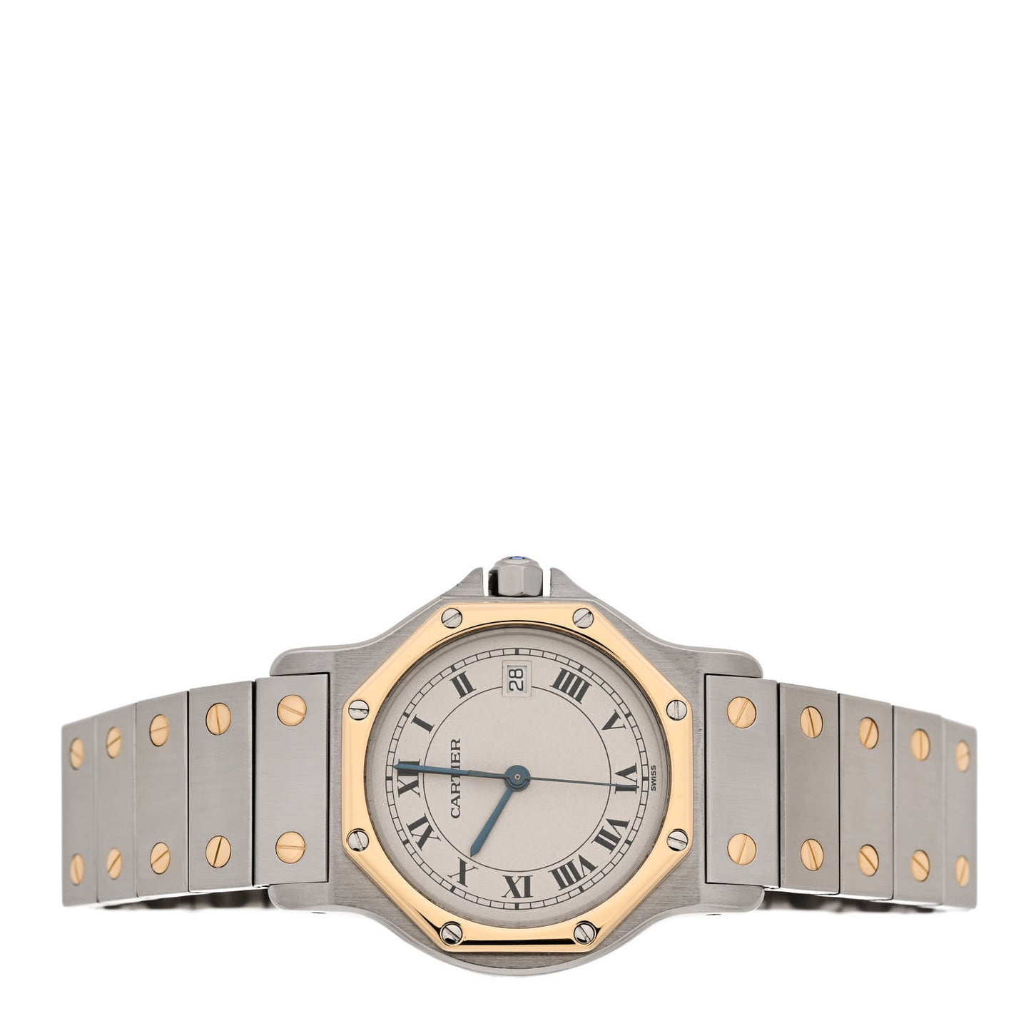 Stainless Steel 18K Yellow Gold 29mm Santos Octagon Quartz Watch