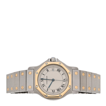Cartier Stainless Steel 18K Yellow Gold 29mm Santos Octagon Quartz Watch 2 of 3