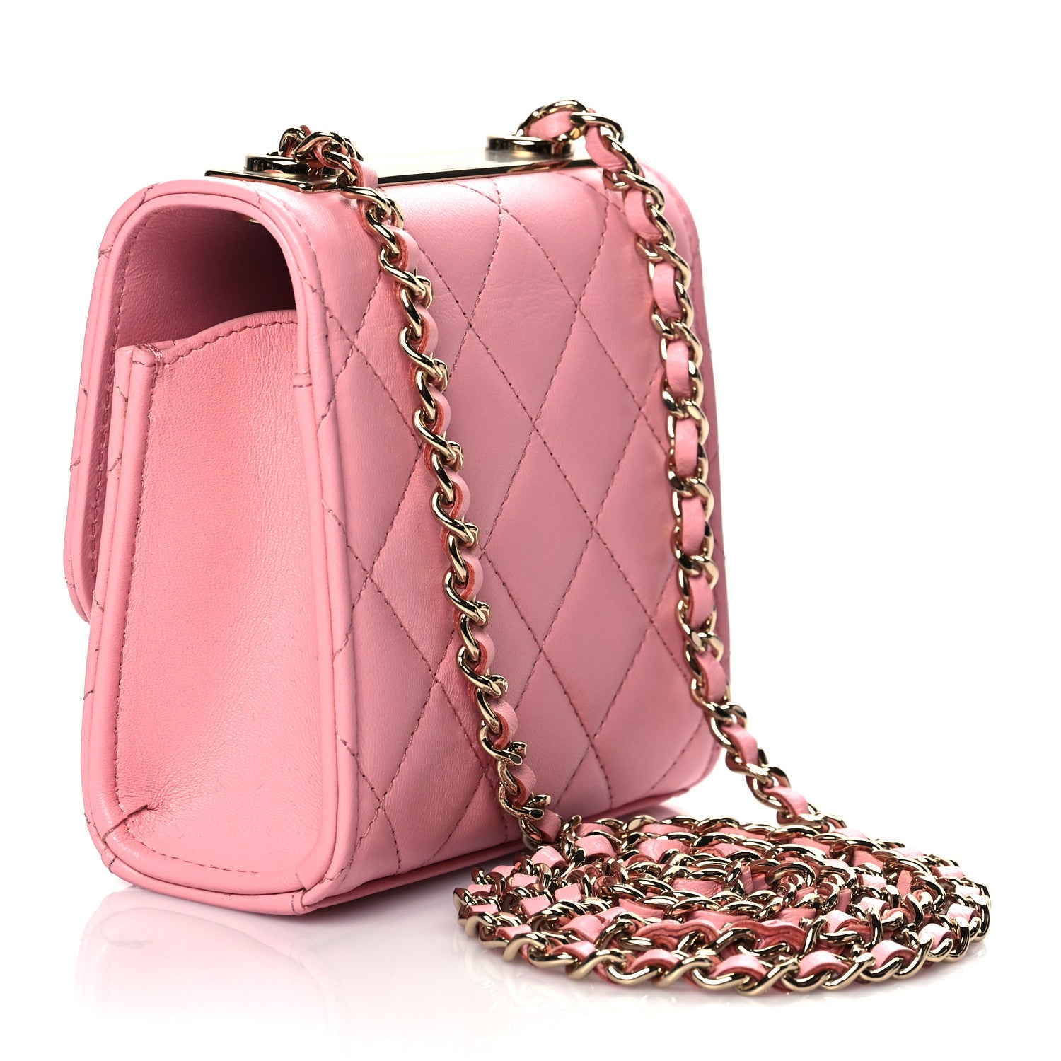Chanel Lambskin Quilted Mini Trendy CC Clutch With Chain Pink 3 of 11