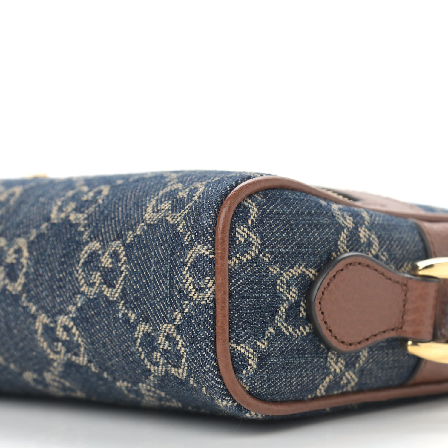 Gucci New Denim GG Monogram Dollar Calfskin Mini Ophidia Shoulder Bag Blue Tea Cuir Epilog 6 of 10
