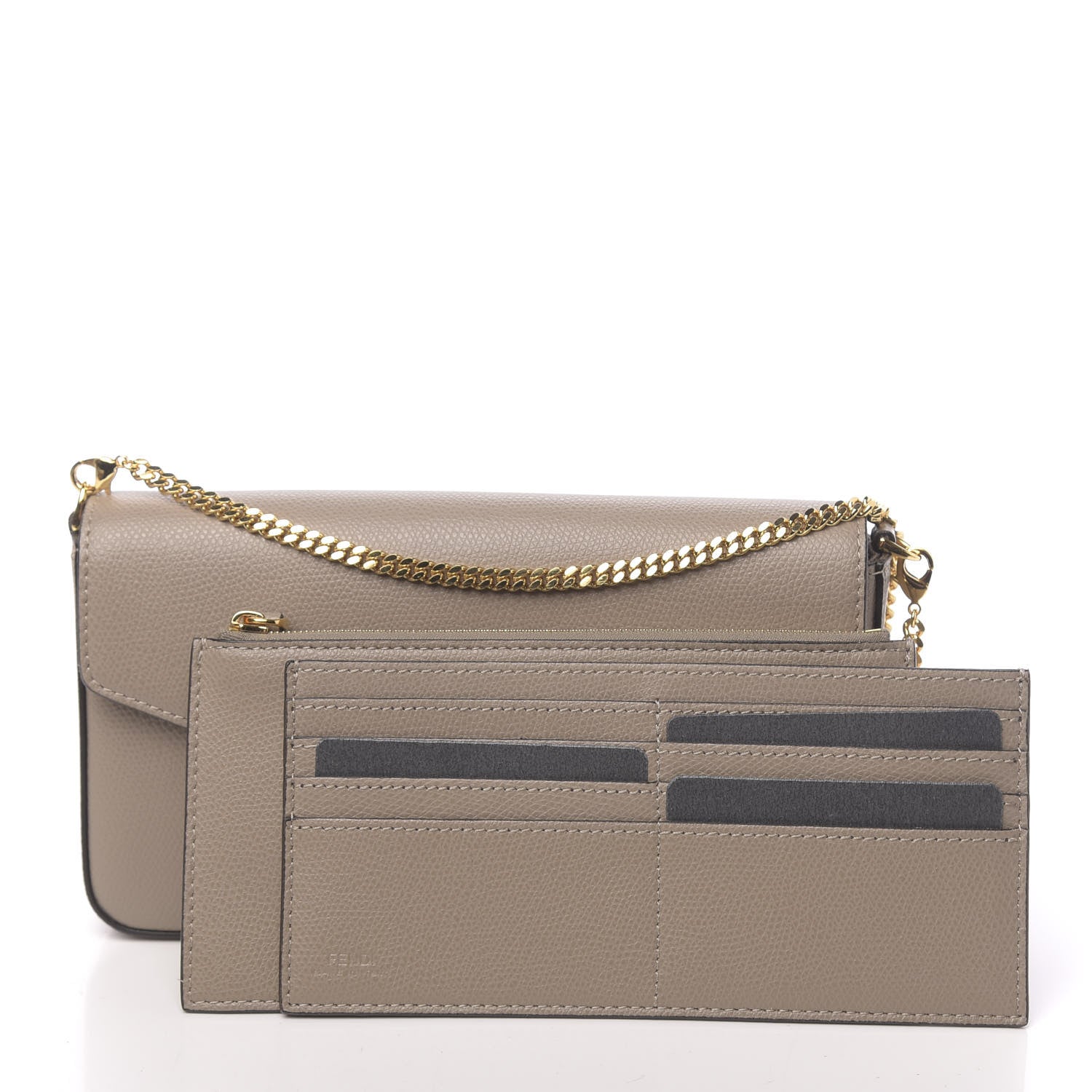 Fendi Vitello Cruise F is Fendi Envelope Wallet on Chain with Pouches Tortora 2 of 10