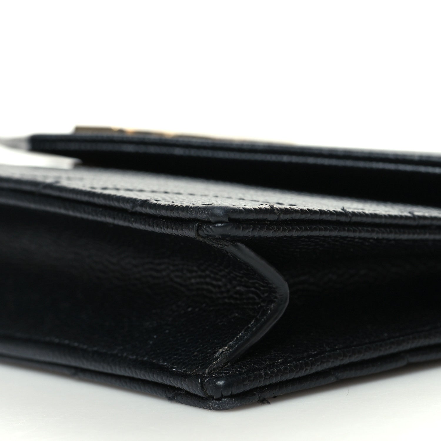 Saint Laurent Grain De Poudre Matelasse Chevron Monogram Envelope Chain Wallet Black 10 of 15