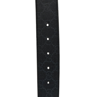 Gucci GG Supreme Monogram Selleria Calfskin Interlocking G 40mm Belt 85 34 Black Grey 4 of 5