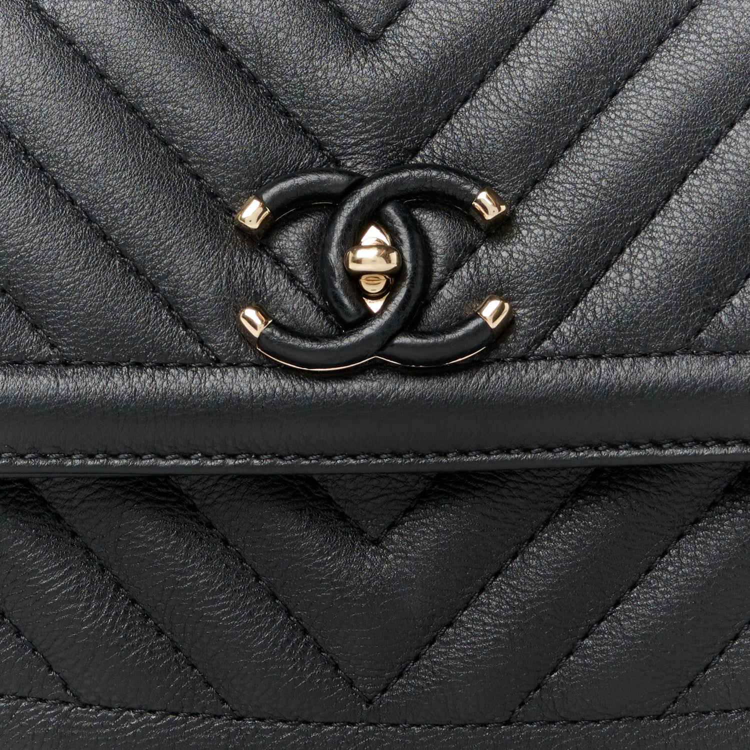 Chanel Calfskin Chevron Quilted Mini Messenger Flap Black 9 of 12