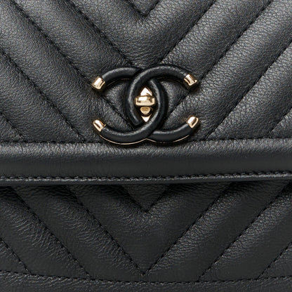 Chanel Calfskin Chevron Quilted Mini Messenger Flap Black 9 of 12