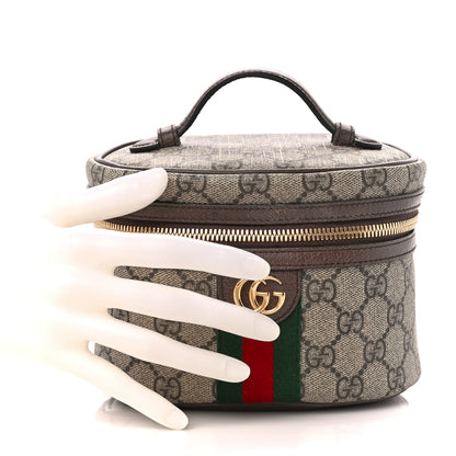 Gucci GG Supreme Monogram Textured Calfskin Web Ophidia Vanity Cosmetic Case Beige Ebony New Acero 2 of 13