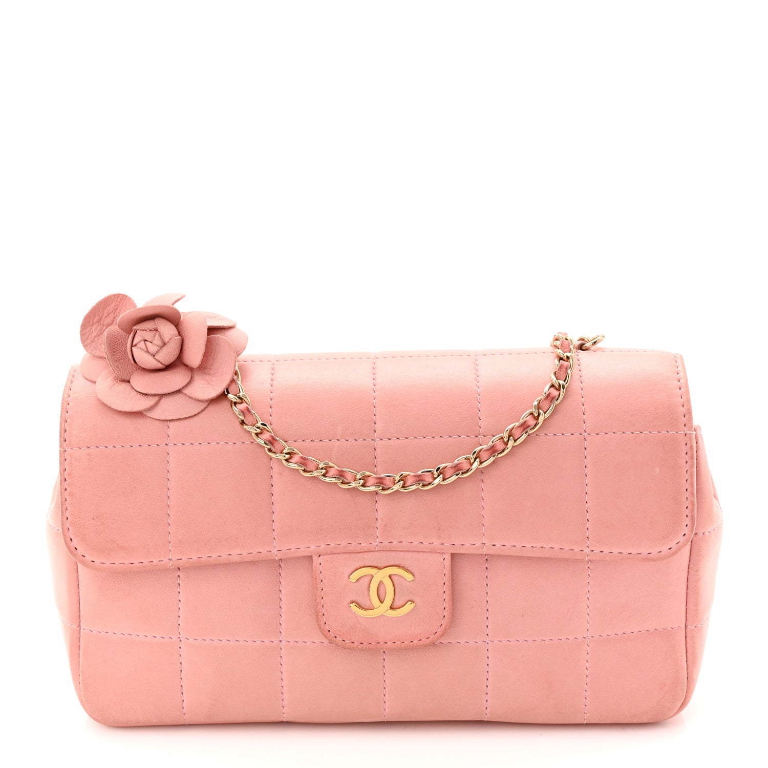 Chanel Lambskin Quilted Mini Chocolate Bar Camellia Flap Pink 1 of 11