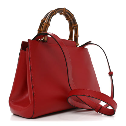 Gucci Nappa Bamboo Small Nymphaea Top Handle Bag Hibiscus Red 3 of 10