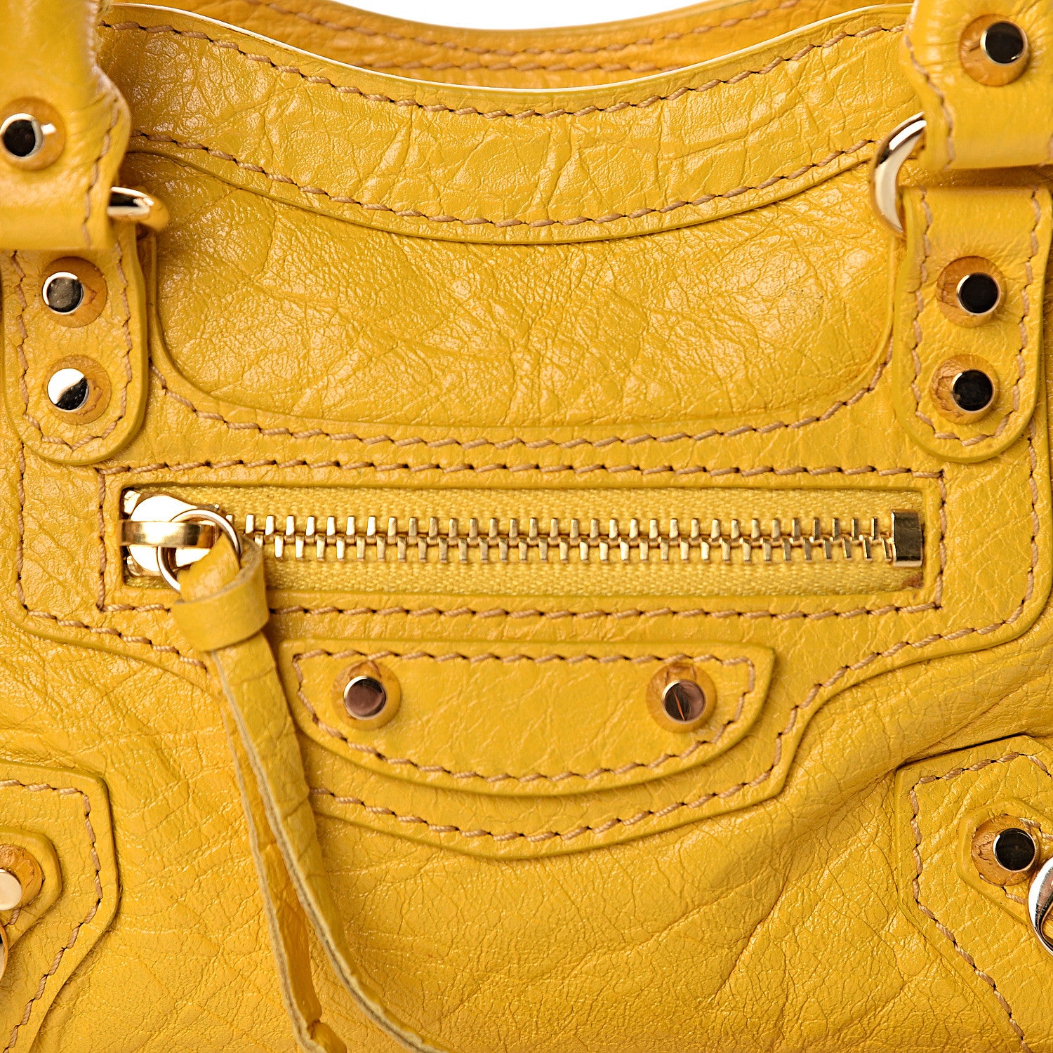 Balenciaga Agneau Classic Gold Hardware Nano City Jaune Epi 9 of 11