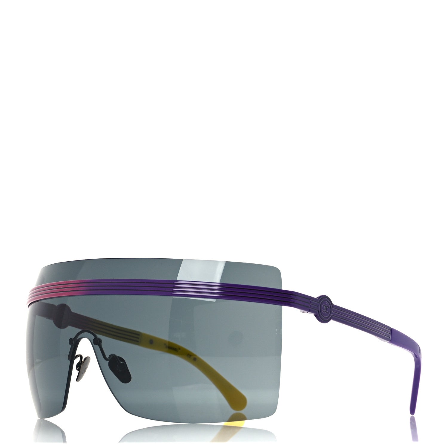 Chanel Metal Graphic Lines Shield Sunglasses 71586 Purple Pink 1 of 7