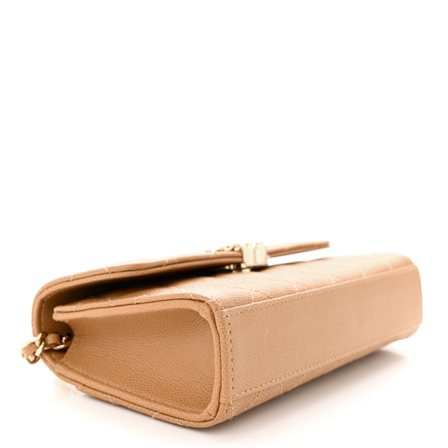 Caviar Quilted Chain Match Top Handle Phone Holder With Chain Beige