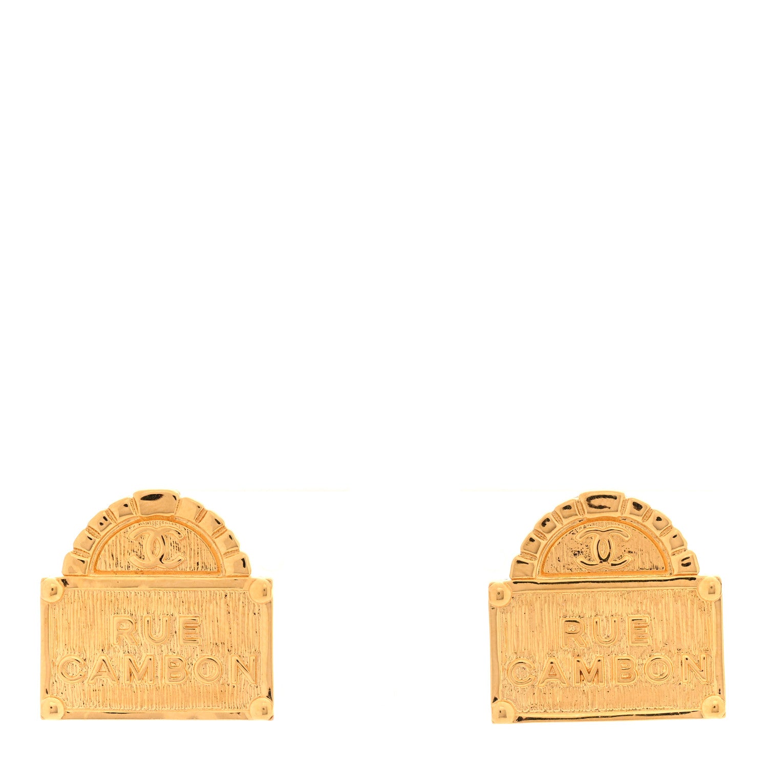 Chanel Metal Rue Cambon Earrings Gold 1 of 4