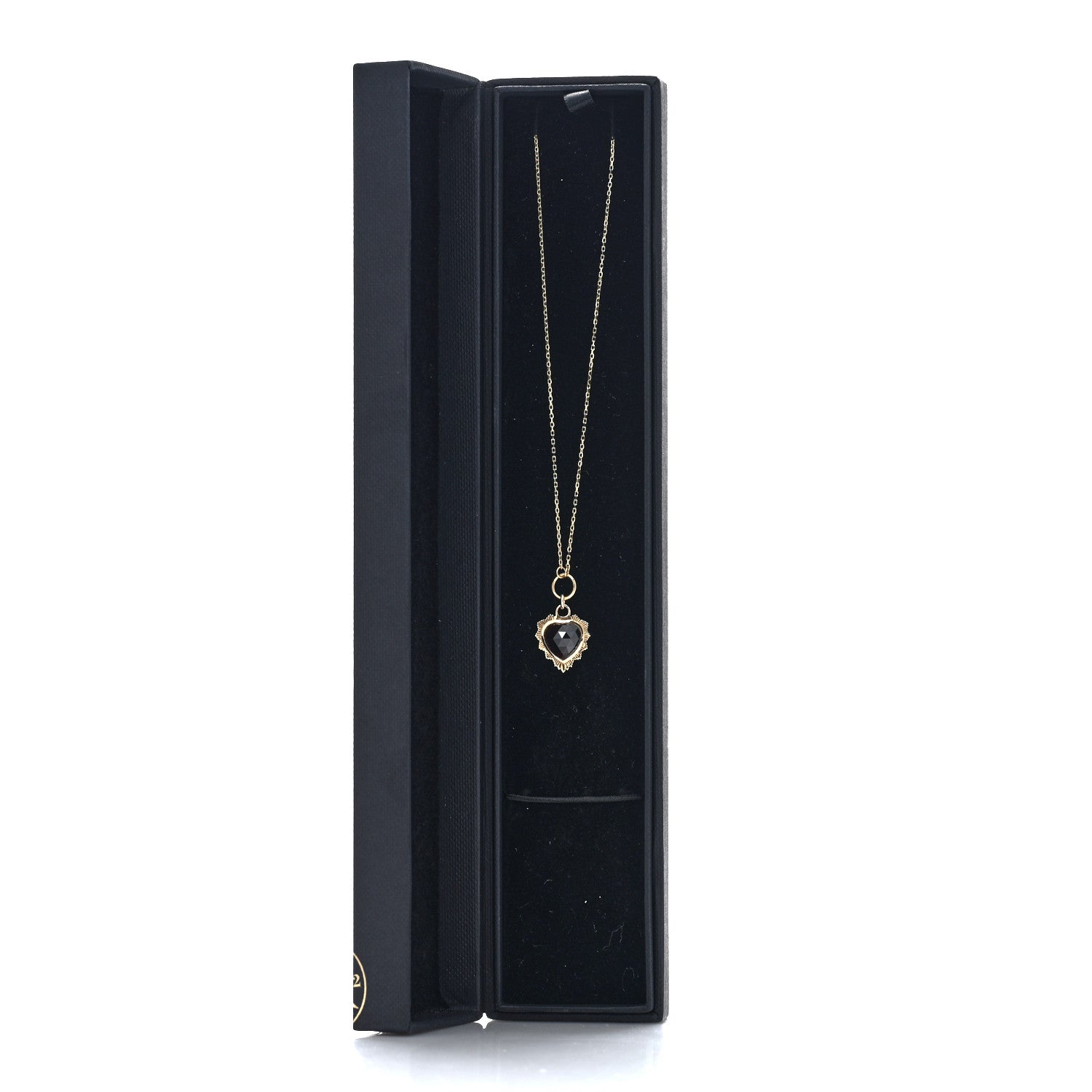 Foundrae 18K Yellow Gold Garnet Heart Love Miniature Medallion Belcher Chain Necklace 6 of 6