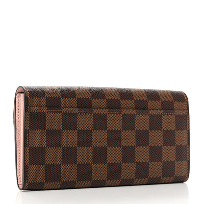 Louis Vuitton Damier Ebene Sarah Wallet NM Rose Ballerine 3 of 7
