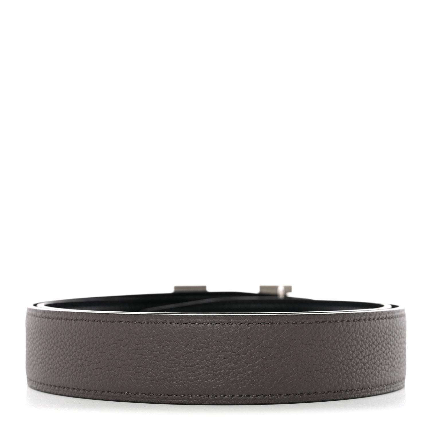 Hermes Box Togo 32mm Guilloche H Belt 85 34 Black Etain 2 of 6