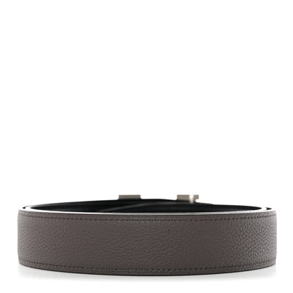 Hermes Box Togo 32mm Guilloche H Belt 85 34 Black Etain 2 of 6